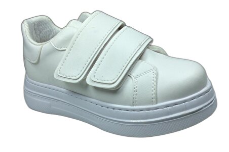 OrtopedikAL 1087 Kız Çocuk Beyaz Cırtlı Sneaker Spor Ayakkabı